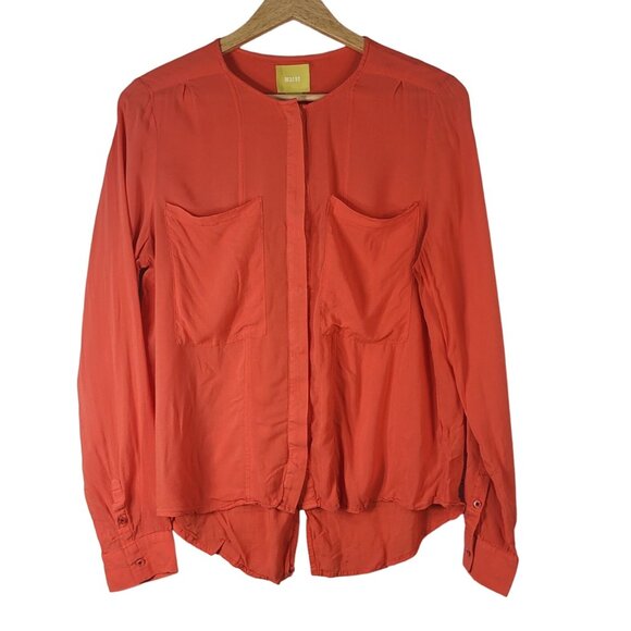 Maeve Clara Top Orange Size 8 Split Back Button Up Career Work Anthropologie - Picture 1 of 7